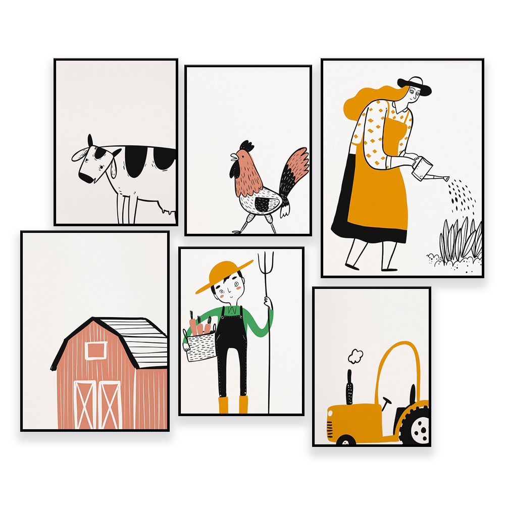 Agriculture Farming Cartoon - 4時間農業ギャラリー壁,バッグ教育テーマ,バリアパーク,納屋農場