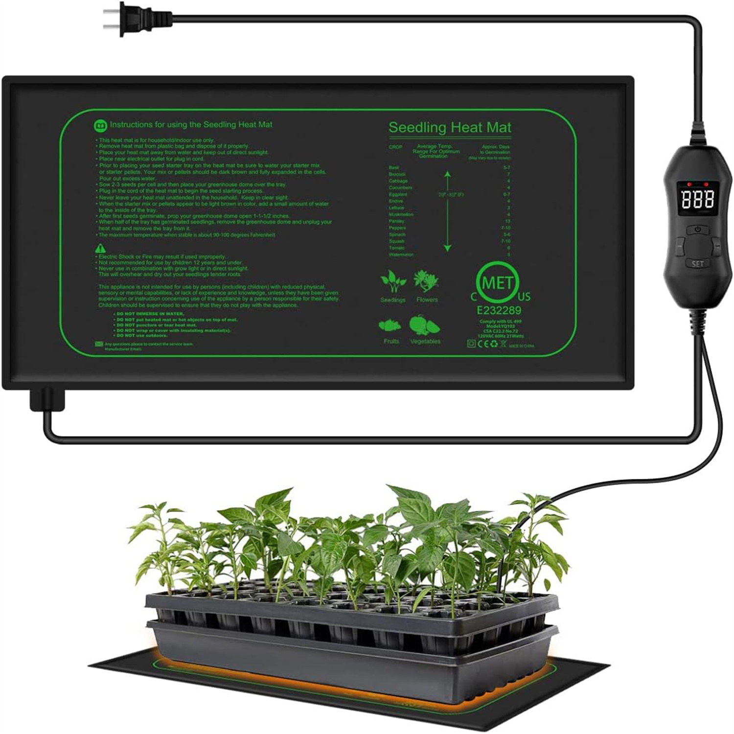 苗用ヒートマット デジタルサーモスタット付き 室内植物発芽加 - Seedling Heat Mat のレビューと価格